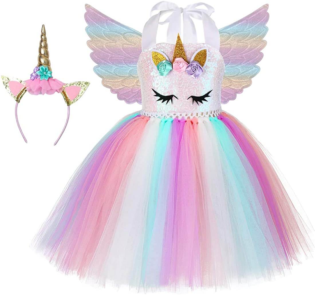 Soyoekbt Unicorn Costume for Girls Birthday Gifts Kids Unicorn Tutu Dress with Headband